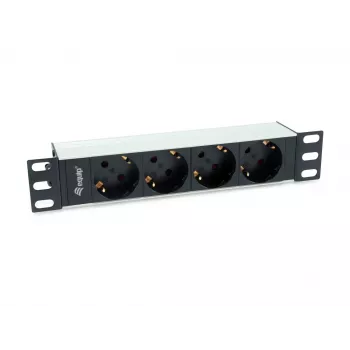 Equip 333311 barošanas sadales bloks (PDU) 4 maiņstrāvas rozetes 1U melna, sudraba