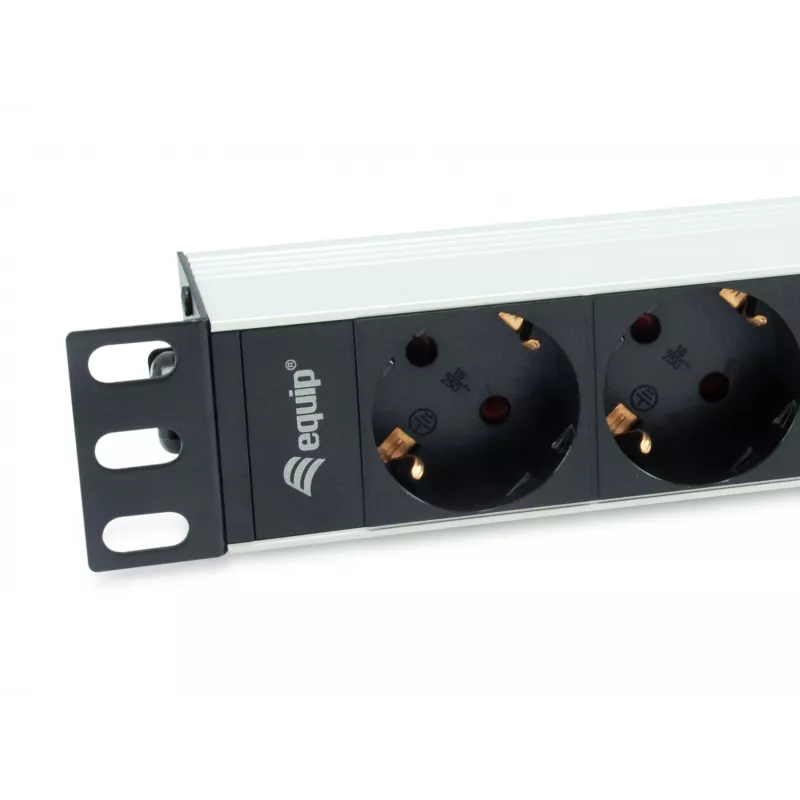 Equip 333311 barošanas sadales bloks (PDU) 4 maiņstrāvas rozetes 1U melna, sudraba