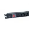 Equip 8 kontaktligzdu strāvas sadales bloks, 6 x IEC-C13 + 2 x IEC-C19, ieslēgšanas/izslēgšanas slēdzis, alumīnija korpuss