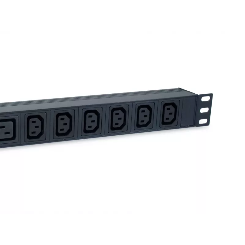 Equip 8 kontaktligzdu strāvas sadales bloks, 6 x IEC-C13 + 2 x IEC-C19, ieslēgšanas/izslēgšanas slēdzis, alumīnija korpuss