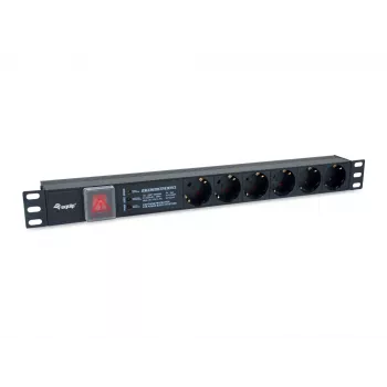Equip 6 kontaktligzdu vācu strāvas sadales bloks ar pārsprieguma aizsardzību un iebūvētu līnijas filtru