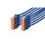 DIGITUS komutācijas kabelis - CAT6 - S/FTP - Snagless - Cu - 5m - zils - 10gb.