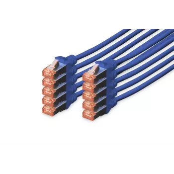 DIGITUS komutācijas kabelis - CAT6 - S/FTP - Snagless - Cu - 2 m - zils - 10 gab.
