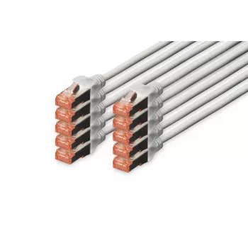 DIGITUS komutācijas kabelis - CAT6 - S/FTP - Snagless - 50cm - pelēks - 10 gab.