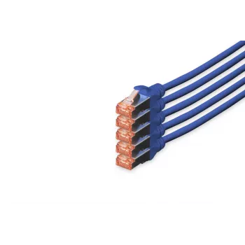 DIGITUS komutācijas kabelis - CAT6 - S/FTP - Snagless - Cu - 10m - blue - 5pk