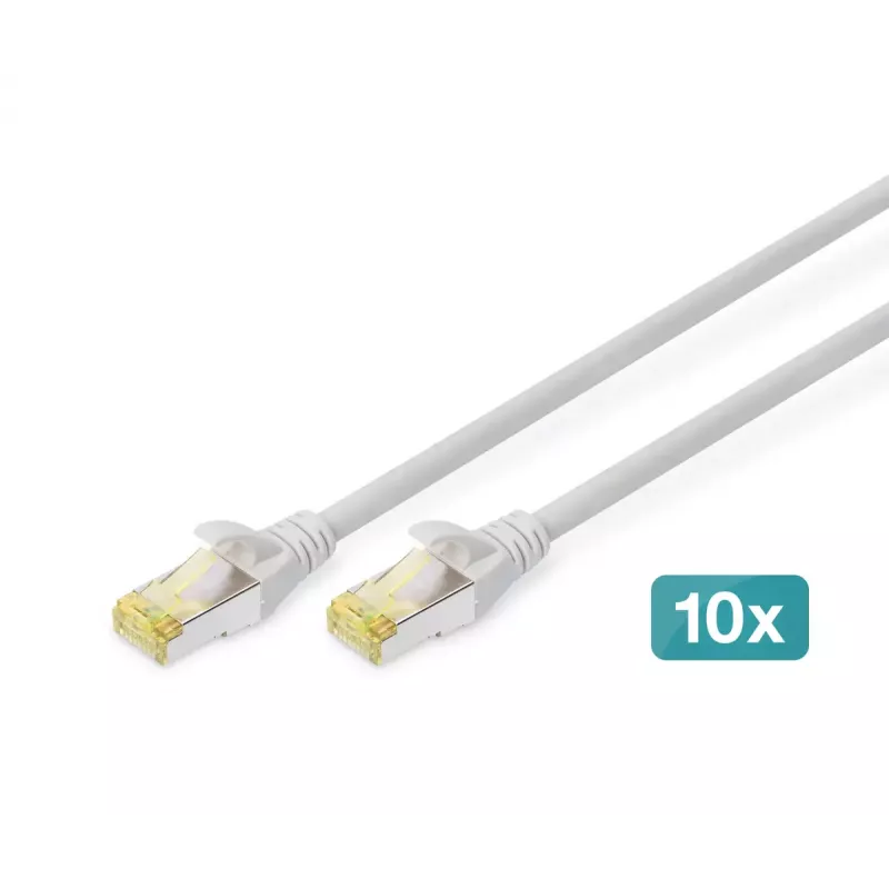 DIGITUS komutācijas kabelis - CAT6a - S/FTP - Snagless - 1m - dzeltena - 10pk
