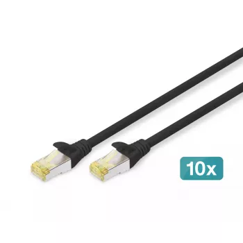 DIGITUS komutācijas kabelis - CAT6a - S/FTP - Snagless - 3m - Melns - 10pk