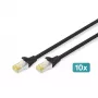 DIGITUS komutācijas kabelis - CAT6a - S/FTP - Snagless - 3m - Melns - 10pk