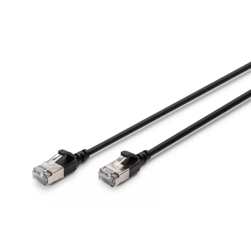 DIGITUS plāns komutācijas kabelis - CAT6A - F-FTP - 1,5 m - Melns