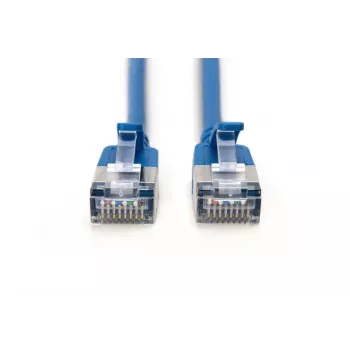 DIGITUS plāns komutācijas kabelis - CAT6A - F-FTP - 30cm - Zils