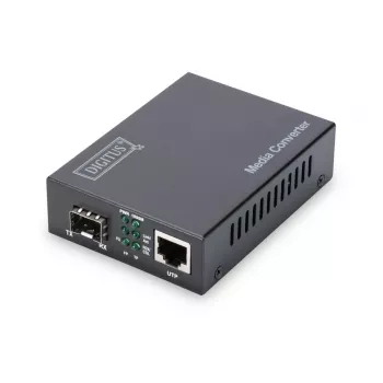DIGITUS multivides pārveidotājs, SFP 10/100/1000Base-T uz SFP atvērto slotu, komplektā ar barošanas bloku, bez SFP moduļa