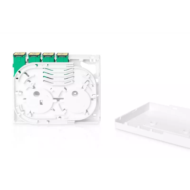 DIGITUS FTTH korpuss ar 4x SC (APC) SX adaptera virsmu un DIN-sliedes stiprinājumu