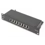 DIGITUS Patch Panel CAT6A ekranēts, 8 portu 1U, 10 collu statīva montāžai, melns RAL 9005