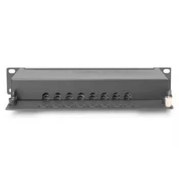 DIGITUS Patch Panel CAT6A ekranēts, 8 portu 1U, 10 collu statīva montāžai, melns RAL 9005