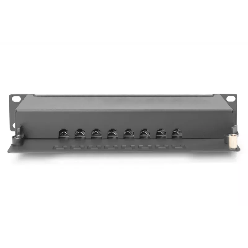 DIGITUS Patch Panel CAT6A ekranēts, 8 portu 1U, 10 collu statīva montāžai, melns RAL 9005