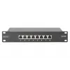 DIGITUS Patch Panel CAT6A ekranēts, 8 portu 1U, 10 collu statīva montāžai, melns RAL 9005