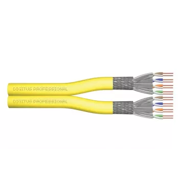 DIGITUS instalācijas kabelis - Cat 7a - S/FTP - AWG 22/1 duplex - 100 m - Dzeltens
