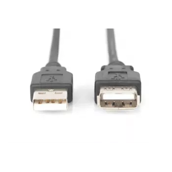 DIGITUS USB 2.0 pagarinātāja kabelis, A tipa vīrišķais/sievišķais, 2m, USB 2.0 atbilstošs, melns