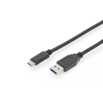 DIGITUS ASSMANN USB Type-C savienojuma kabelis, Type C uz A vīr./vīr., 1 m pilnfunkciju, Gen2, 3A, 10GB, versija 3.1, CE, melns
