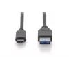 DIGITUS ASSMANN USB Type-C savienojuma kabelis, Type C uz A vīr./vīr., 1 m pilnfunkciju, Gen2, 3A, 10GB, versija 3.1, CE, melns
