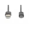 DIGITUS ASSMANN USB Type-C savienojuma kabelis, C uz A M/M, 3m 3A, 480MB, 2.0 versija, melns