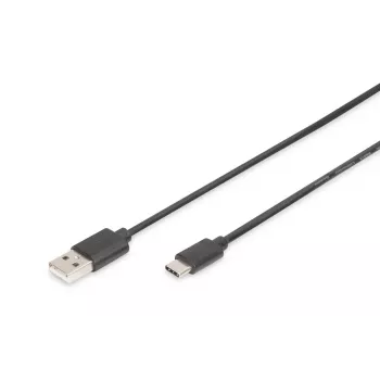 DIGITUS ASSMANN USB Type-C savienojuma kabelis, tips C uz A vīr./vīr., 2m 3A, 480MB, 2.0 versija, melns