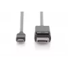 DIGITUS USB Type-C adaptera kabelis, Type-C uz DP M/M, 2 m, 4K/60 Hz, 32,4 Gbit/s, CE, melns