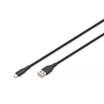 DIGITUS USB Silikona uzlādes kabelis USB-A - Lightning USB 2.0 12W - 50cm melns