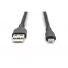 DIGITUS USB silikona uzlādes kabelis USB-A - Lightning USB 2.0 12W - 1m melns