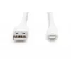 DIGITUS USB Silikona uzlādes kabelis USB-A - Lightning USB 2.0 12W - 1m balts