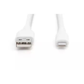 DIGITUS USB Silikona uzlādes kabelis USB-A - Lightning USB 2.0 12W - 1m balts