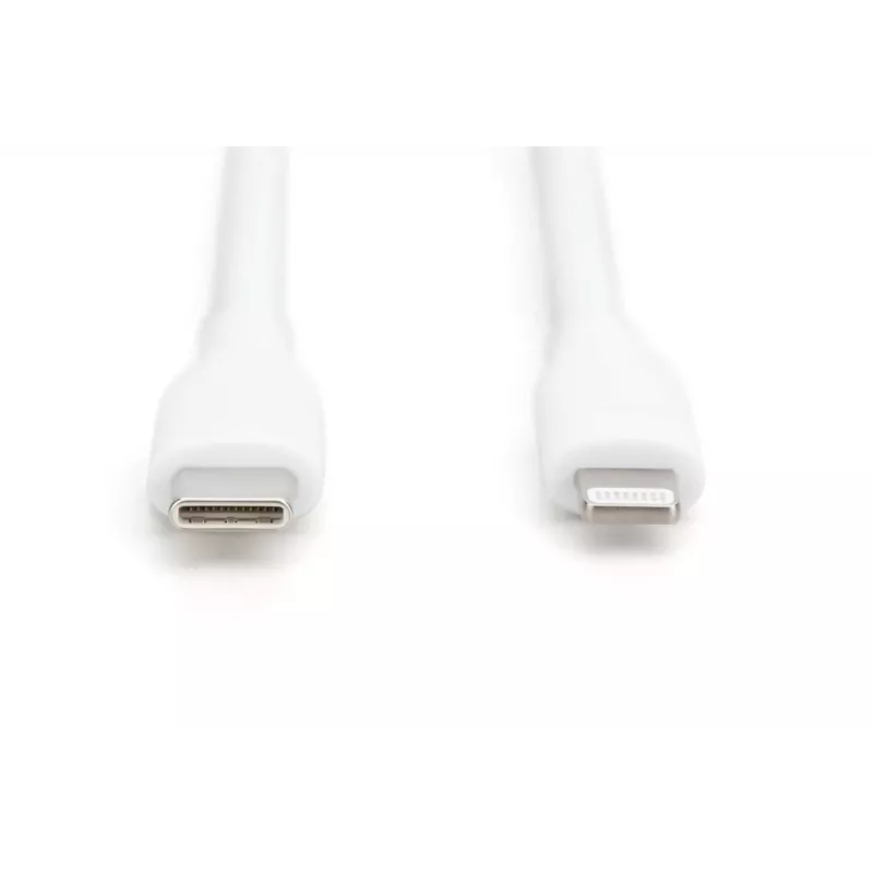 DIGITUS USB Silikona uzlādes kabelis USB-C - Lightning USB 2.0 60W - 50cm balts