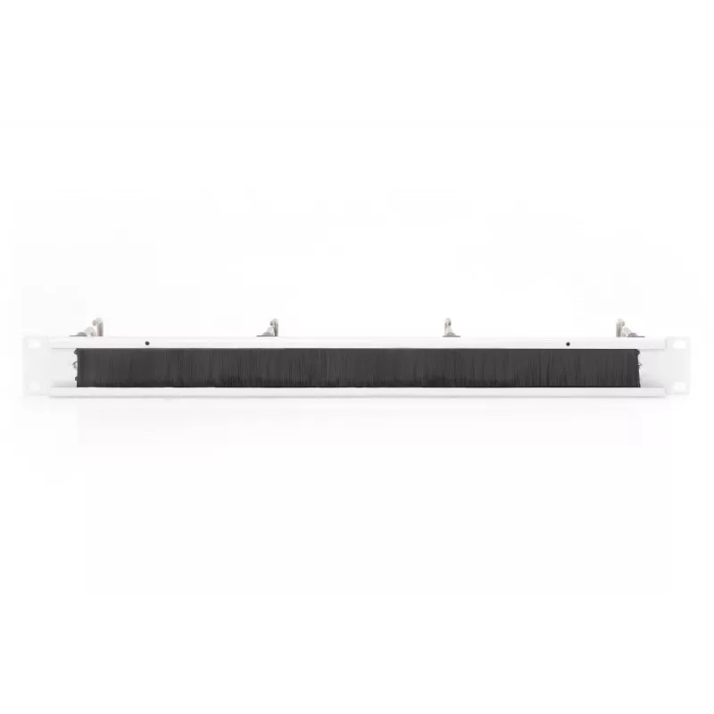 DIGITUS 1U kabeļu pārvaldības panelis ar suku, 4 tērauda gredzeni 40x75 mm, pelēks (RAL 7035)