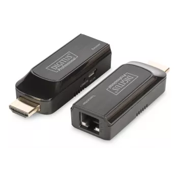 DIGITUS Mini HDMI pagarinātāja komplekts, Full HD 50m CAT6/6A/7, barošana caur Micro USB kabeli, melns