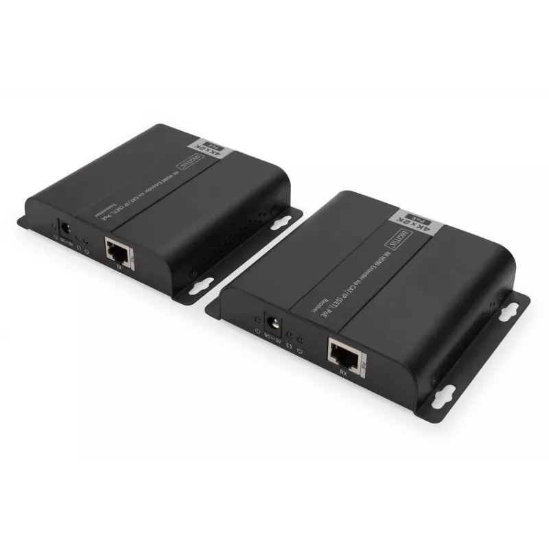 DIGITUS 4K HDMI paplašinātāja komplekts, izmantojot IP/CAT 5, 6 (120 m), pilnībā ar PoE barošanu, UHD 4K/30Hz
