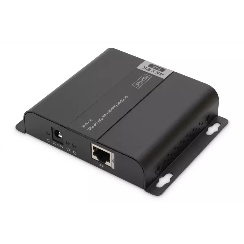 DIGITUS 4K HDMI paplašinātāja uztvērēja bloks IP/CAT 5, 6 (120 m), barots caur PoE