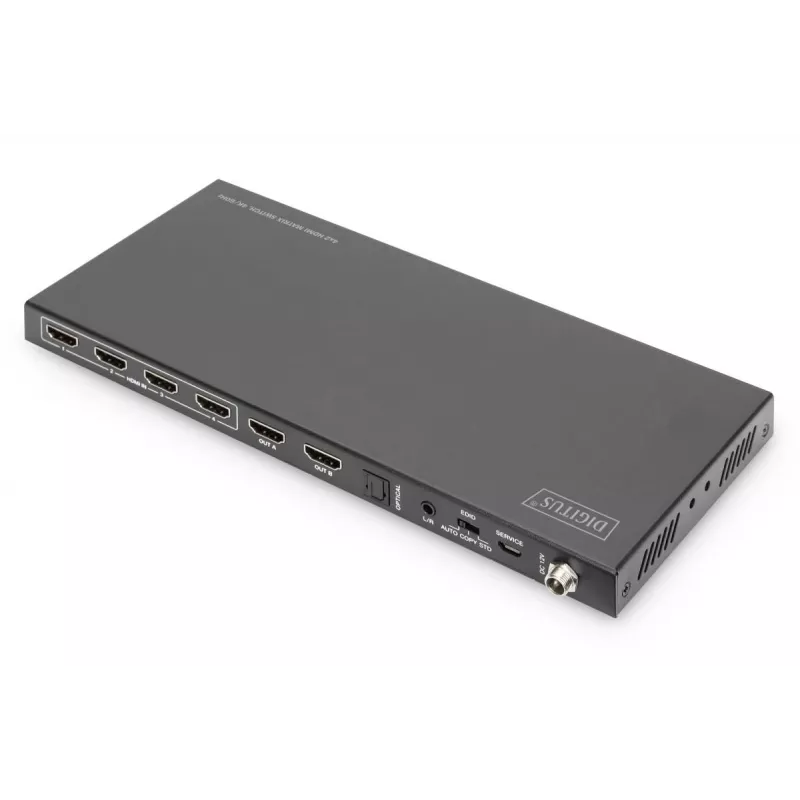 DIGITUS 4x 2 HDMI matricas slēdzis 4K/60Hz mērogošana EDID ARC HDCP 2.2 18 Gbps