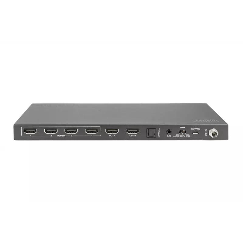 DIGITUS 4x 2 HDMI matricas slēdzis 4K/60Hz mērogošana EDID ARC HDCP 2.2 18 Gbps