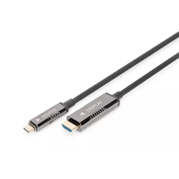 DIGITUS USB – Type C uz HDMI AOC FO adaptera kabelis, HDMI versija 2.0; maks. 4Kx2K@60Hz; 20m