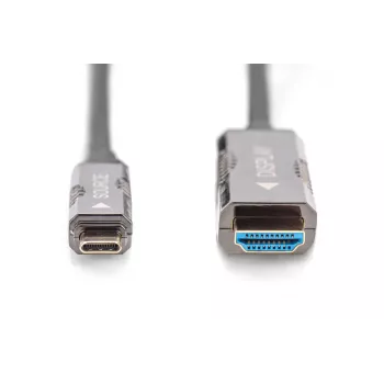 DIGITUS USB – Type C uz HDMI AOC FO adaptera kabelis, HDMI versija 2.0; maks. 4Kx2K@60Hz; 20m