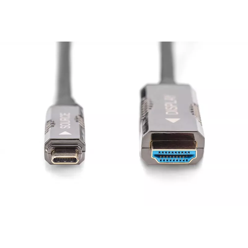DIGITUS USB – Type C uz HDMI AOC FO adaptera kabelis, HDMI versija 2.0; maks. 4Kx2K@60Hz; 20m