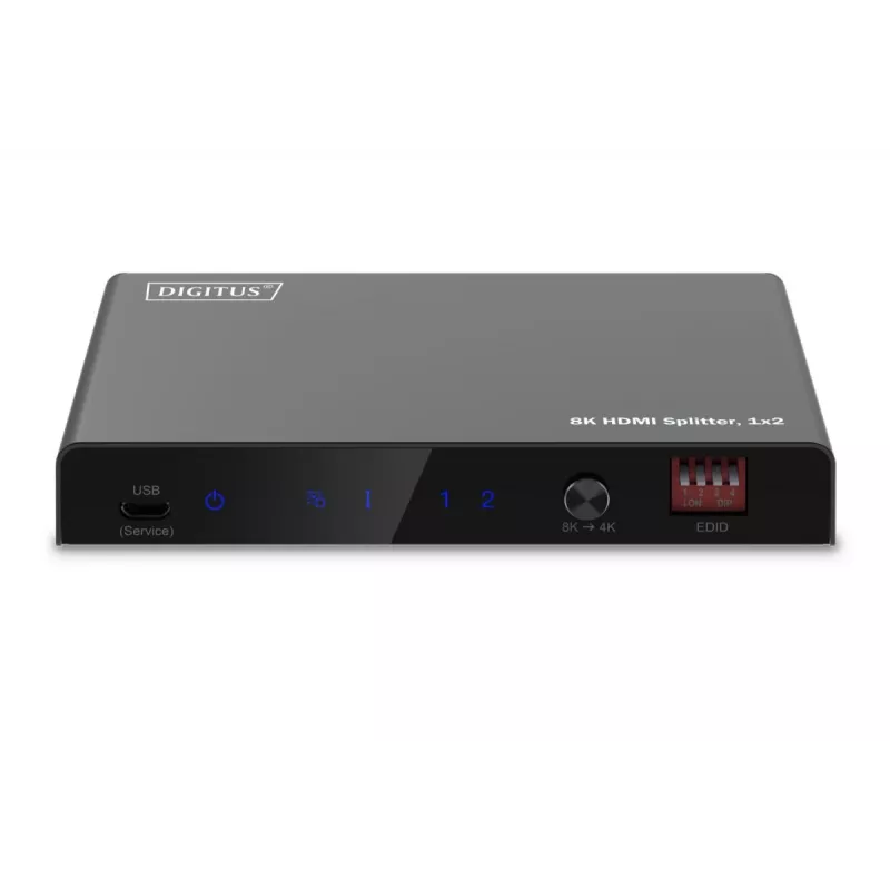DIGITUS 1x2 HDMI sadalītājs - 8K/60Hz (4:4:4), Toslink, stereo, EDID vadība