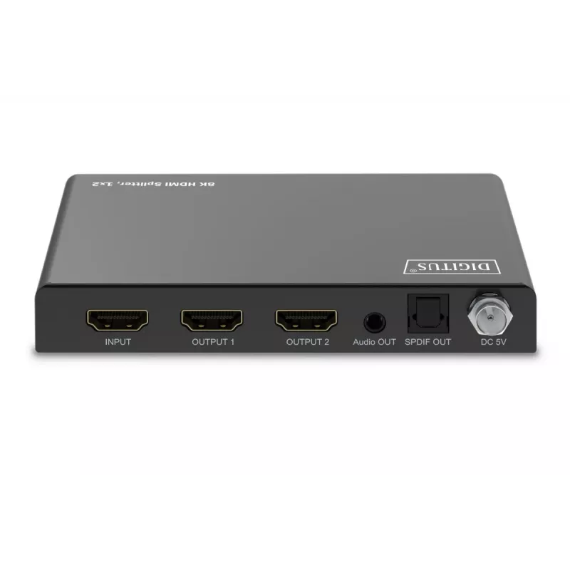 DIGITUS 1x2 HDMI sadalītājs - 8K/60Hz (4:4:4), Toslink, stereo, EDID vadība