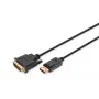 DIGITUS DisplayPort adaptera kabelis, DP - DVI (24+1) M/M, 3 m ar savienojuma fiksatoru, saderīgs ar DP 1.1a, CE, melns