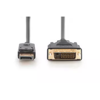 DIGITUS DisplayPort adaptera kabelis, DP - DVI (24+1) M/M, 3 m ar savienojuma fiksatoru, saderīgs ar DP 1.1a, CE, melns