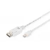 DIGITUS DisplayPort savienojuma kabelis, mini DP - DP M/M, 2m ar fiksatoru, DP 1.1a atbilstošs balts