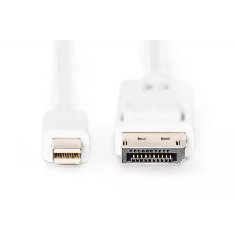 DIGITUS DisplayPort savienojuma kabelis, mini DP - DP M/M, 2m ar fiksatoru, DP 1.1a atbilstošs balts