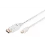 DIGITUS DisplayPort savienojuma kabelis, mini DP - DP M/M, 3m ar fiksatoru, DP 1.1a atbilstošs, balts