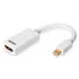 DIGITUS ASSMANN DisplayPort adaptera kabelis, mini DP - HDMI tipa A V/S, 15 cm DP 1.1a saderīgs, CE balts