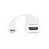 DIGITUS ASSMANN DisplayPort adaptera kabelis, mini DP - HDMI tipa A V/S, 15 cm DP 1.1a saderīgs, CE balts